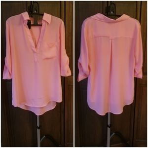NY&C Collared V-Neck 3/4 Sleeve Blouse